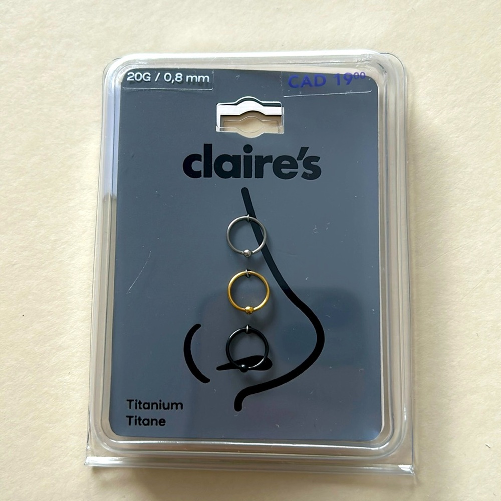 3 nose rings titanium